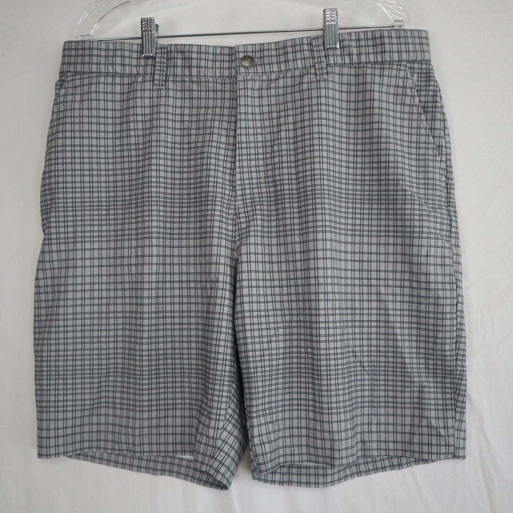 Adidas Golf Shorts Mens 38 Performance Chino Resort Casual Stretch Gray Plaid